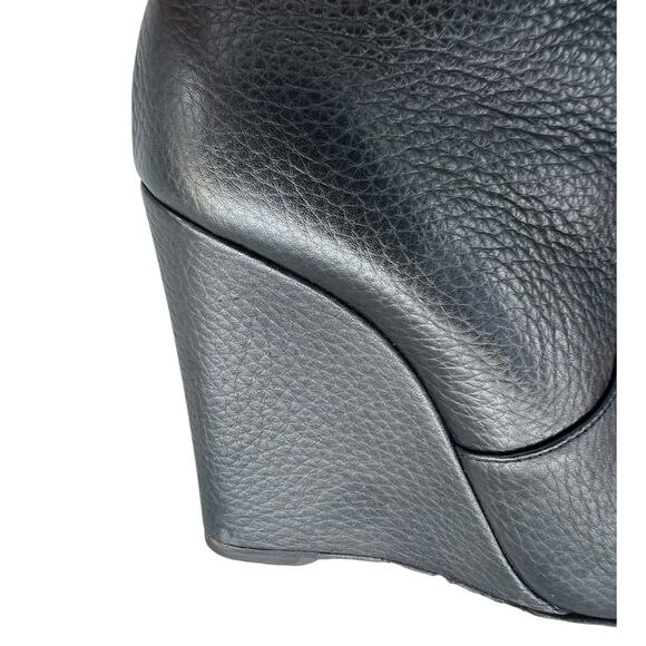 Christian Louboutin Civiliza 100 Black Leather Wedge Knee High Boots Size 37 - Picture 14 of 16